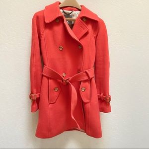 J. Crew Stadium Cloth Coral Wool Belted Peacoat
